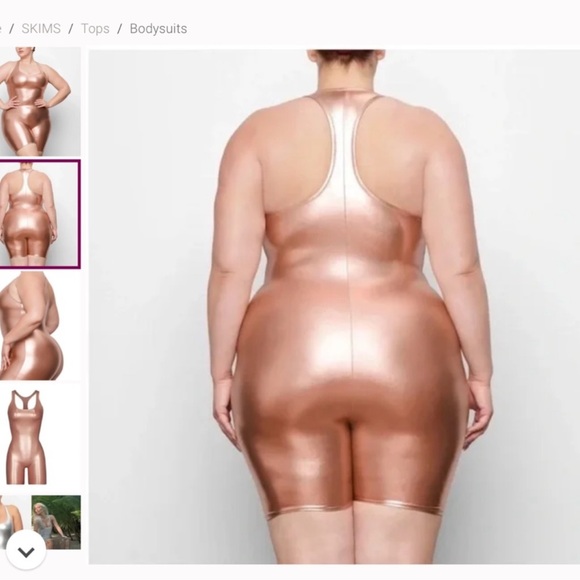 SKIMS NWT Swim Metallic Cycle Romper - Champagne - Picture 4 of 5